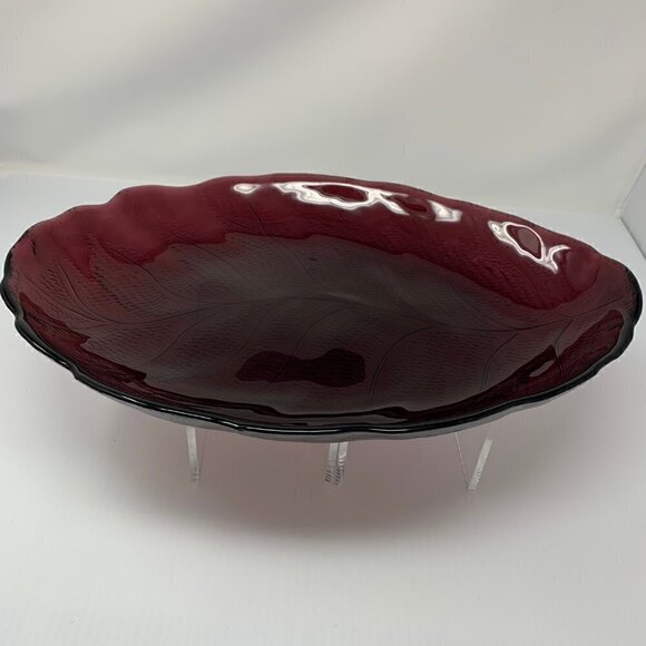 Vintage Purple Glass Platter Leaf Art Glass Serving Platter Charcuterie - Picture 9 of 10